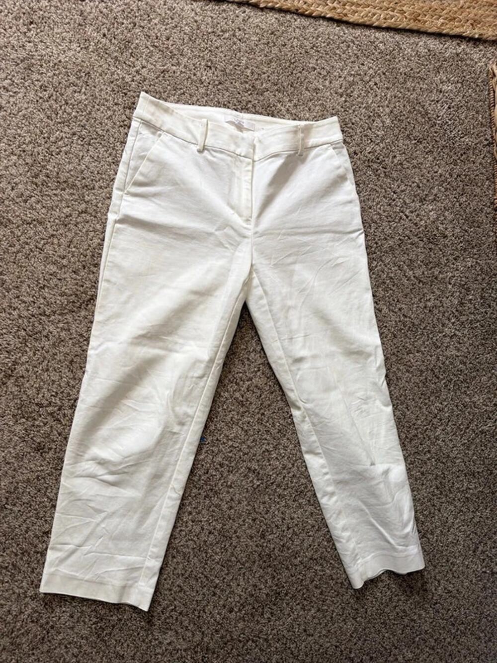 Loft curvy Riviera slim white crop pants cotton blend 6 3381